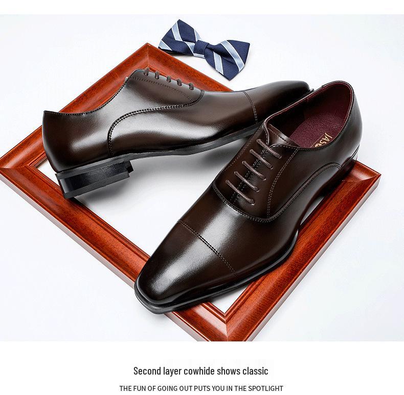 Men's Plus Size Genuine Leather Formal Wedding Shoes - Three-Piece Square Toe Design.