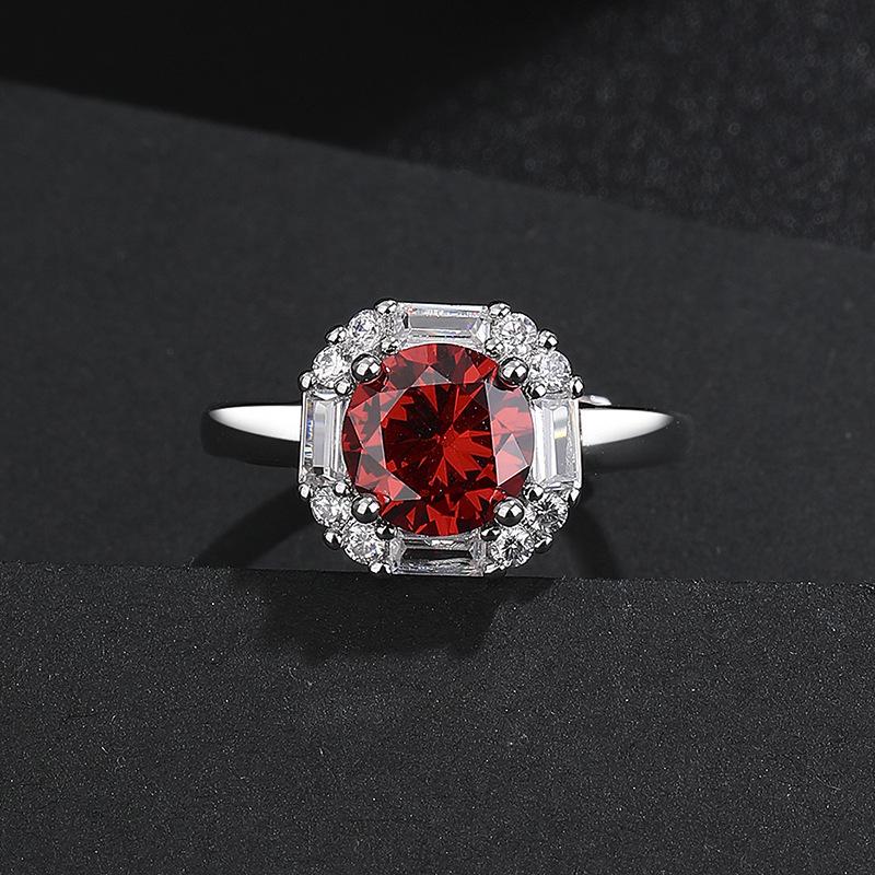 Damen Luxus Minimalistischer Quadratischer Ring mit bunten Zirkonia-Inlays