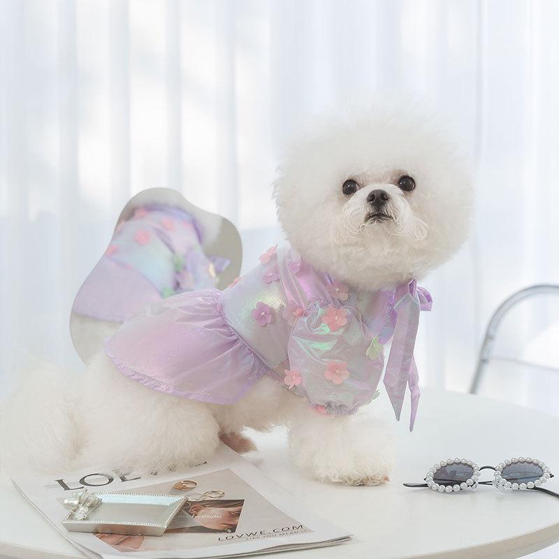 23 years of new laser technology dog dress spring and summer thin medium and small dog Pomeranian small dog clothes