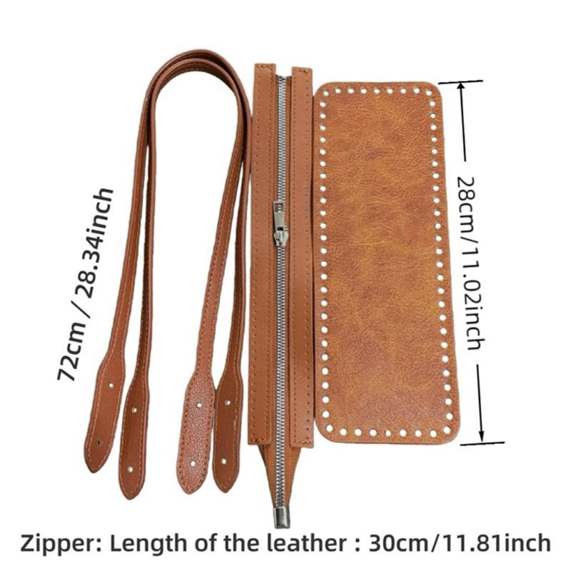 Kit para Hacer Bolsos de Cuero DIY Set de Tejer Bolsos de Cuero PU Correa de Hombro, Almohadilla Moldeadora para la Base del Bolso