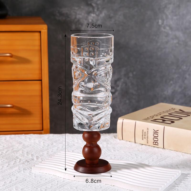 

Retro Glass Vase with Wooden Stand