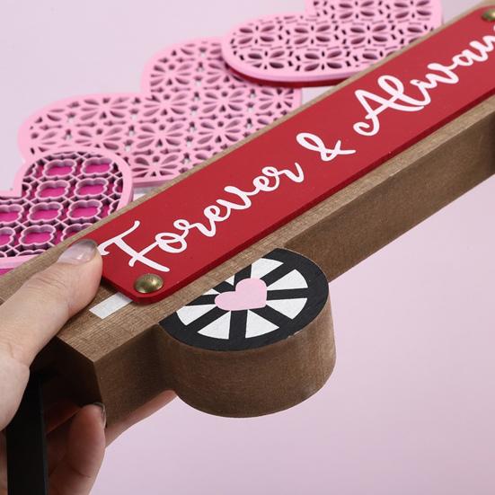 Valentine's Day Love Heart Car Ornament Farmhouse Rustic Handcrafted Wooden Heart Shape Car Table Sign Holiday Party Desktop Decoration