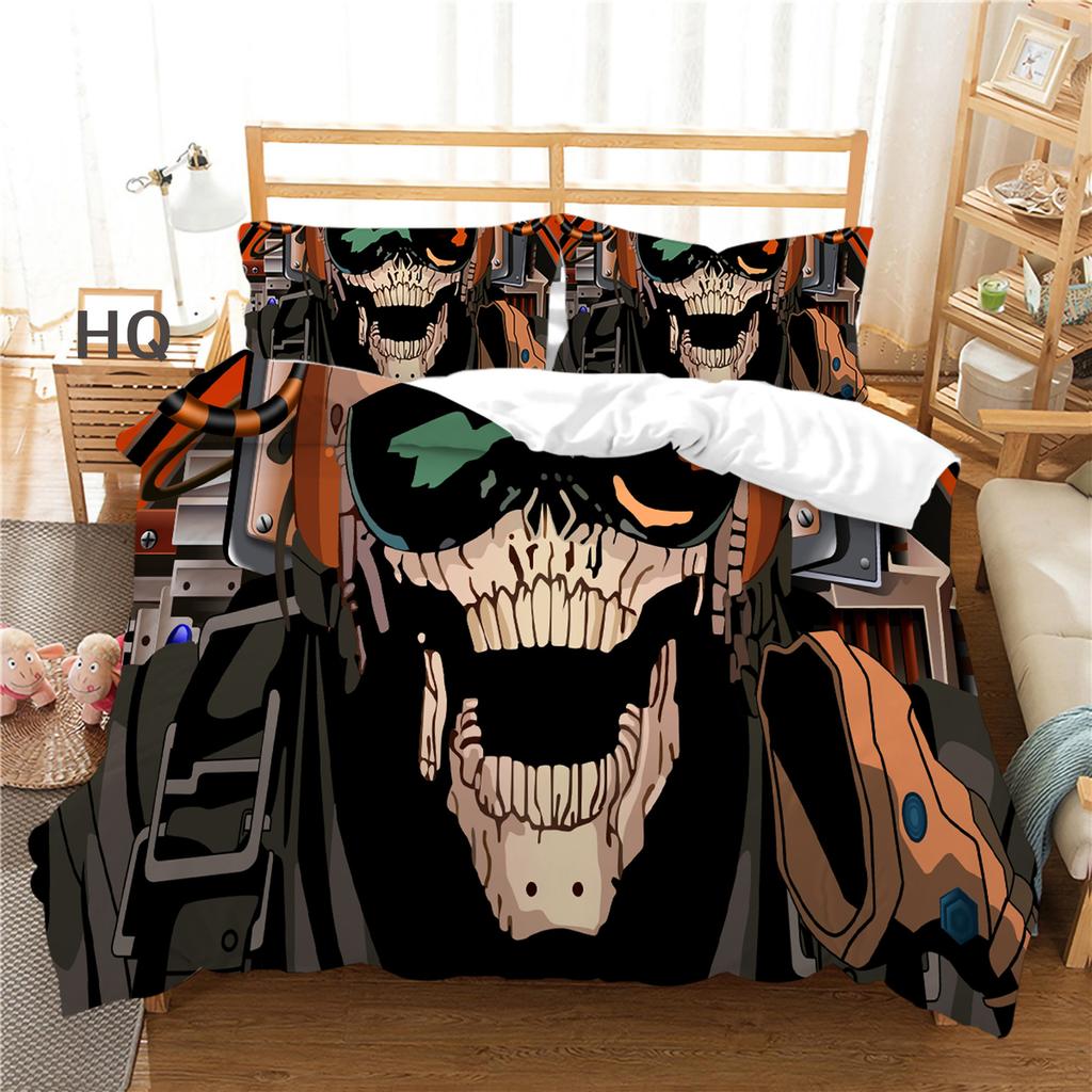 Chlapecká sada osobního ložního prádla Lebka 3D Povlak na přikrývku Jedno/Dvoulůžko v plné velikosti Luxusní Povlak na přikrývku Halloweenský dárek