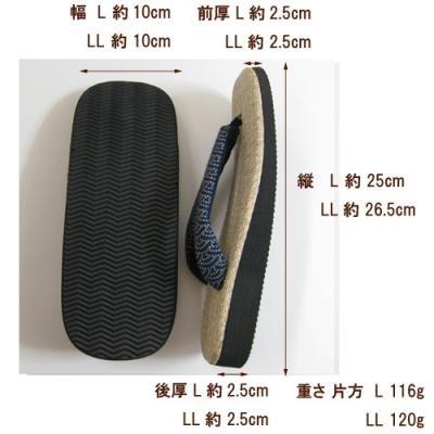 Edoten Geta Sandals, Panama Outer with Sponge Lining, Made in Japan, Dyed Straps, Seigaiha Pattern, Size L (Large)