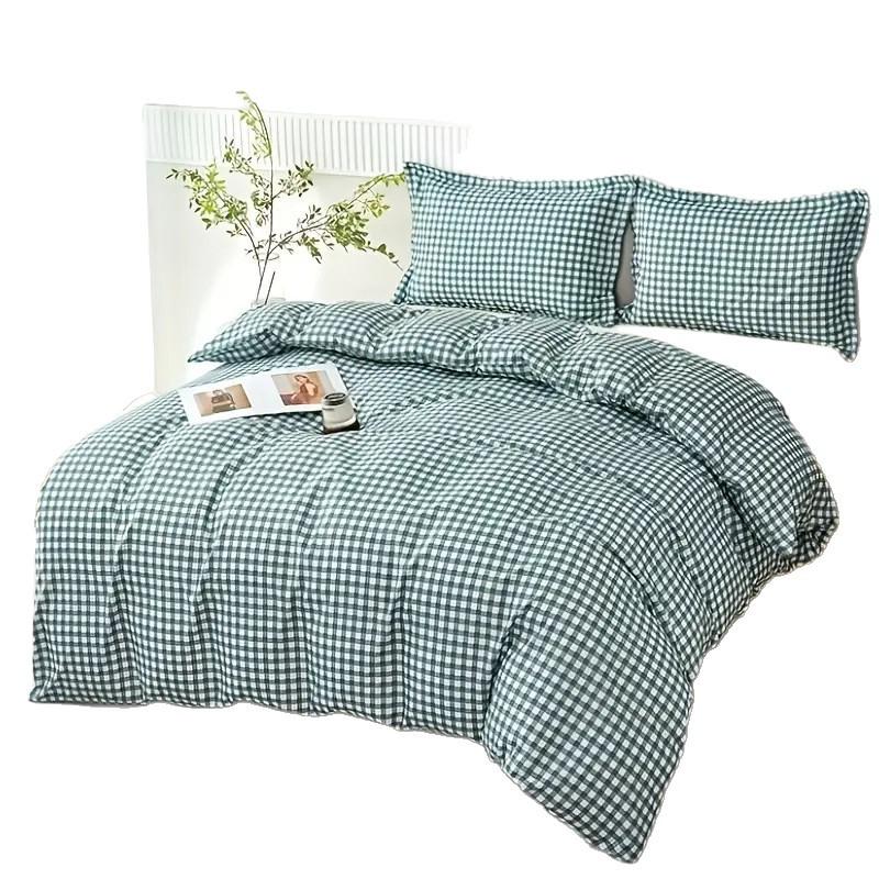 Three-Piece Spring And Summer Simple Striped Plaid Quilt Cover Student Dormitory Kit Bedding