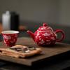 Red Xishi Ceramic Tea Pot - Elegant Chinese Style for Women, Single-Serve, Colored Glaze Design