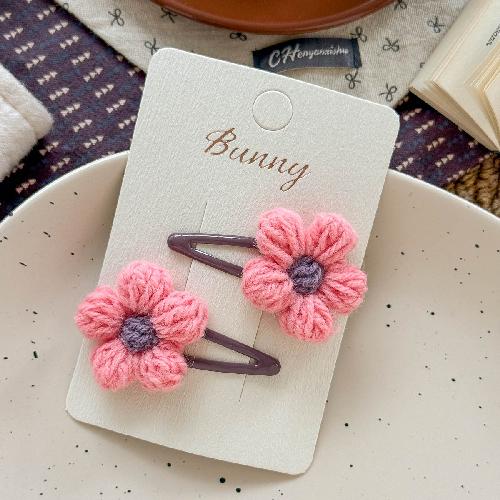 Autumn Retro Sweet Pink Coffee Leopard Pattern Bow Rabbit Hairpin Hair Ring Temperament Baby Tie Ball Head Flower Girl