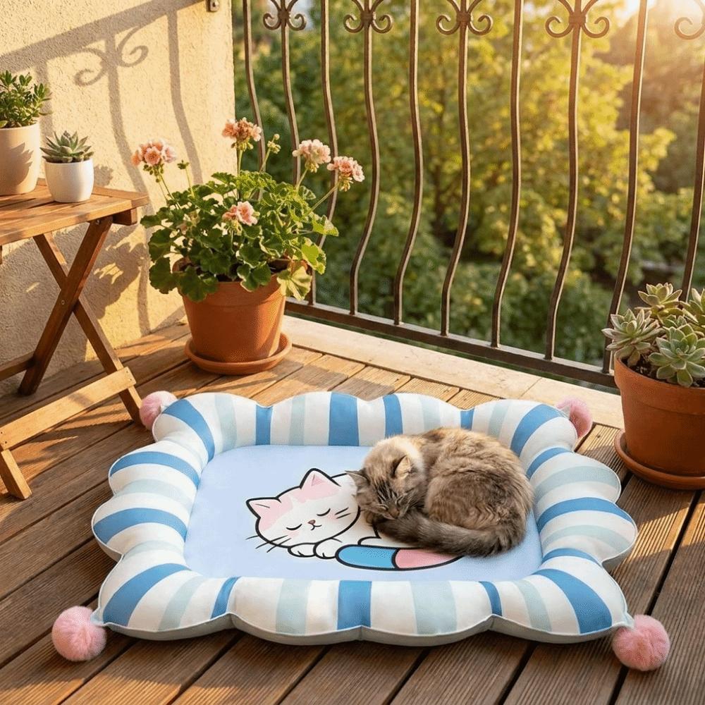 Removable Pet Cooling Mat Wear-Resistant Cat Ice Pad Cartoon Pattern Pet Cushion Home
