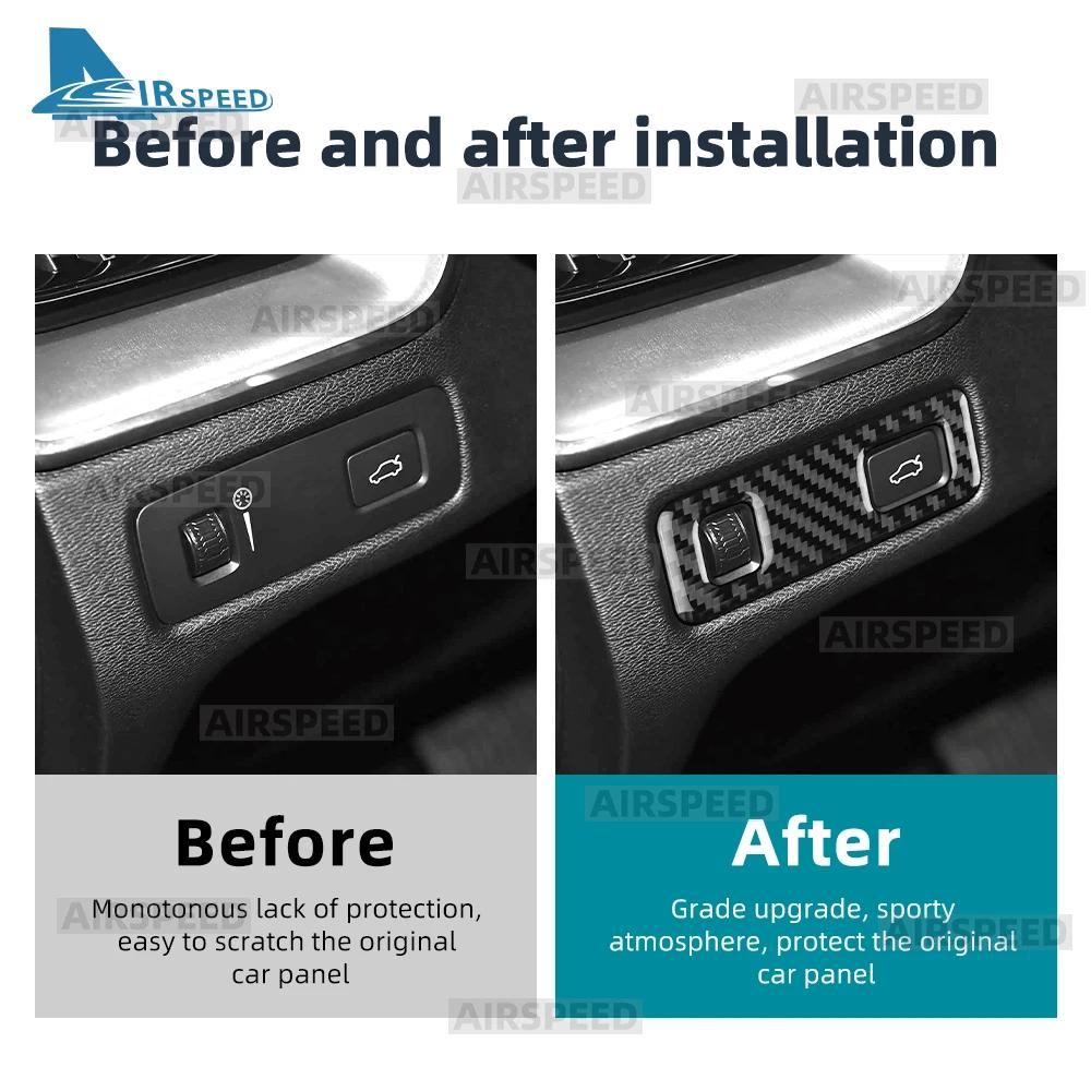 For Volvo V60 S60 XC60 XC90 2015 2018 2019-2021 Car Headlight Button Frame Sticker Interior Trim Soft Carbon Fiber Accessories