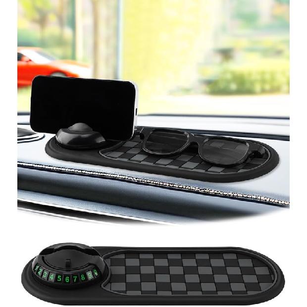 Multifunction Car Anti-Slip Mat, Car Dashboard Mobile Phone Holder, Anti Slip Mat Phone Holder And Temporary Parking Number Pad - Secure Storage For