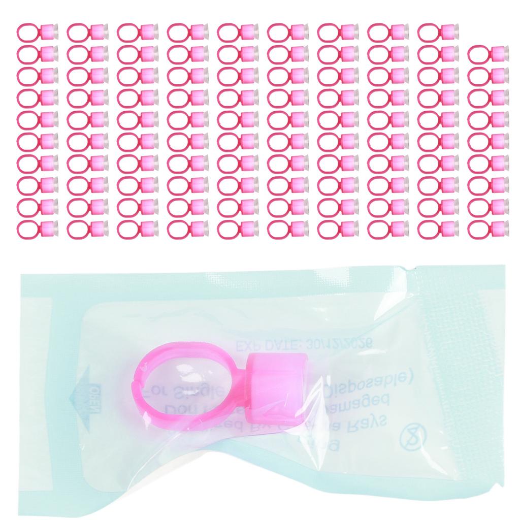 100pcs Tattoo Ink Ring Cup Disposable Microblading Pigment Cup Holder with Sponge