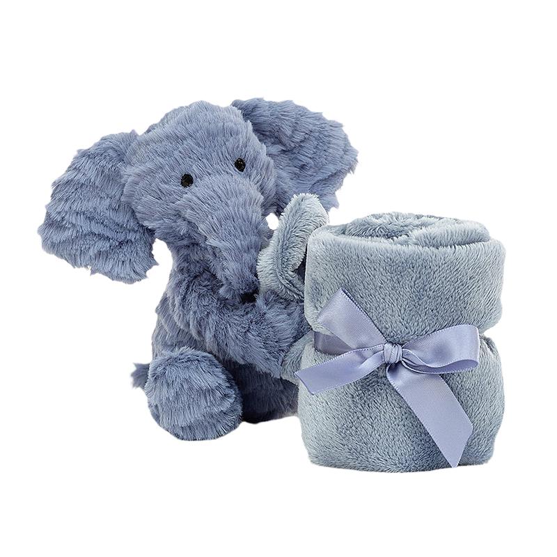 JELLYCAT Jungle Animal Collection Fuddlewuddle Elephant, Soothing Scarf Dolls Plush Doll 34cm High Towel 34cm Length