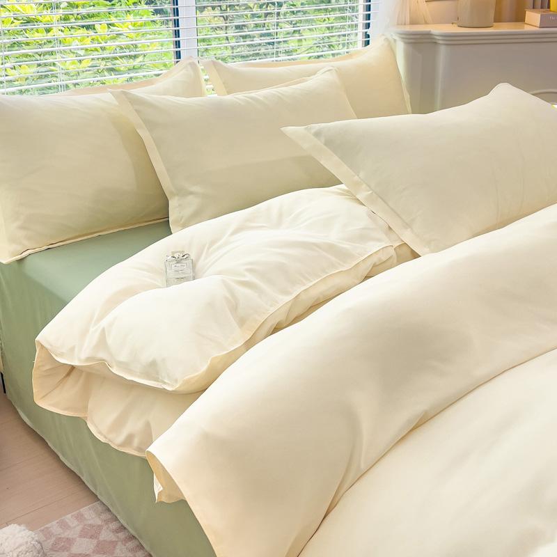 4pcs Cartoon Love Duvet Cover Set Simple Blue Plaid Bed Sheet Adults Kids Teenagers Bedding Comforter Cover with 2 Pillowcases