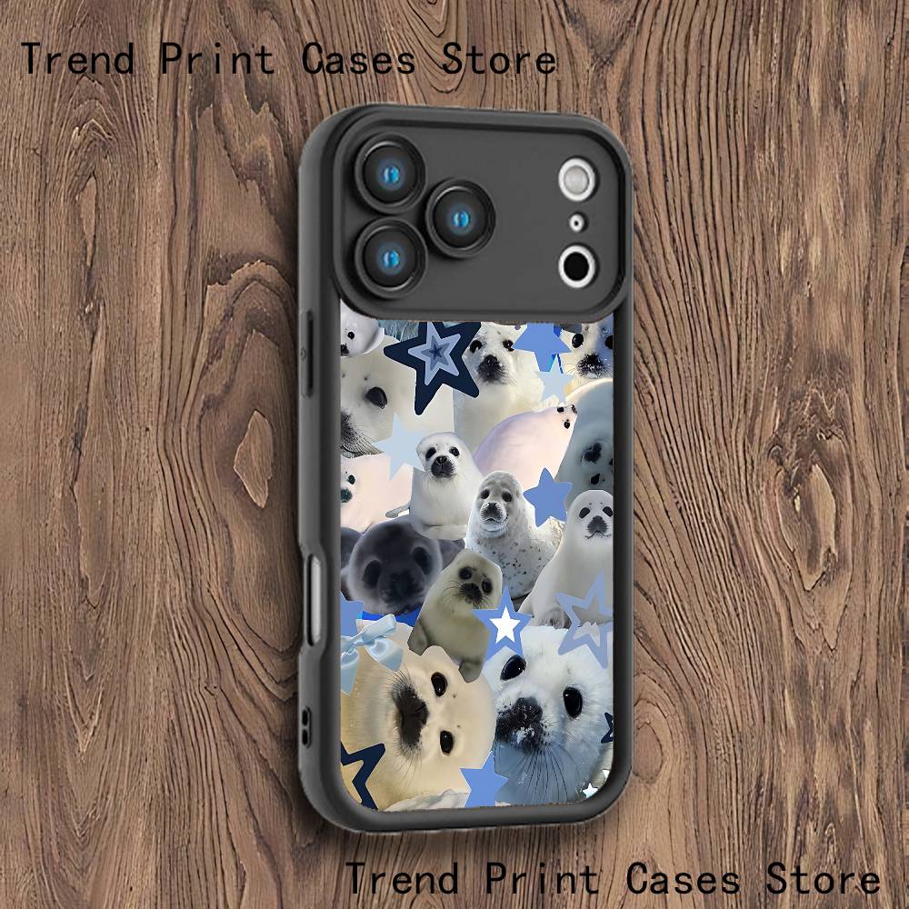 

Seal Sea Shrimp Phone Case For iPhone 17,16,15,14,13,12,11,Pro,Max,Plus,X,XS,SE4,E,Mini Black Thickened border Case iPhone 12 Pro