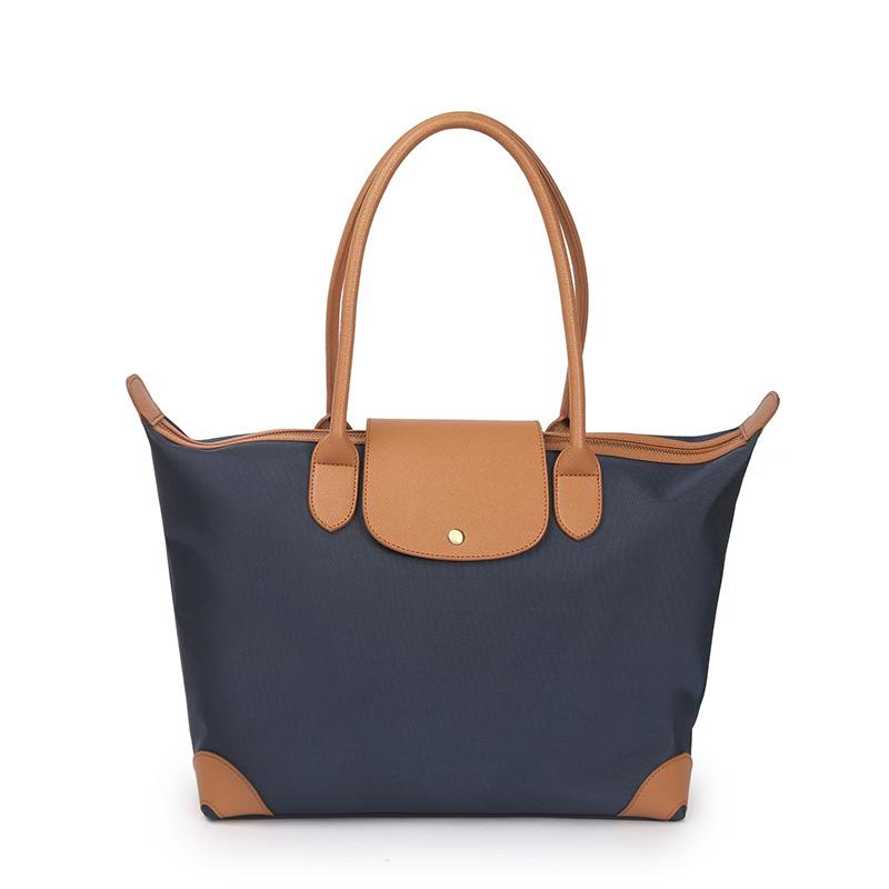 

2025 Осень Зима Новая Ткань из Водного Гиацинта и Кожа Большая Вместимость Сумка для Ноутбука Одноплечевая Сумка Тоут Сумка для Поездок Женская Сумка Sole length35Long Bag Ope темно-синий