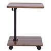 Sofa Side Table Metal Solid Wood Modern Minimalist Rolling Couch End Table Supports Height Adjustment for Laptop
