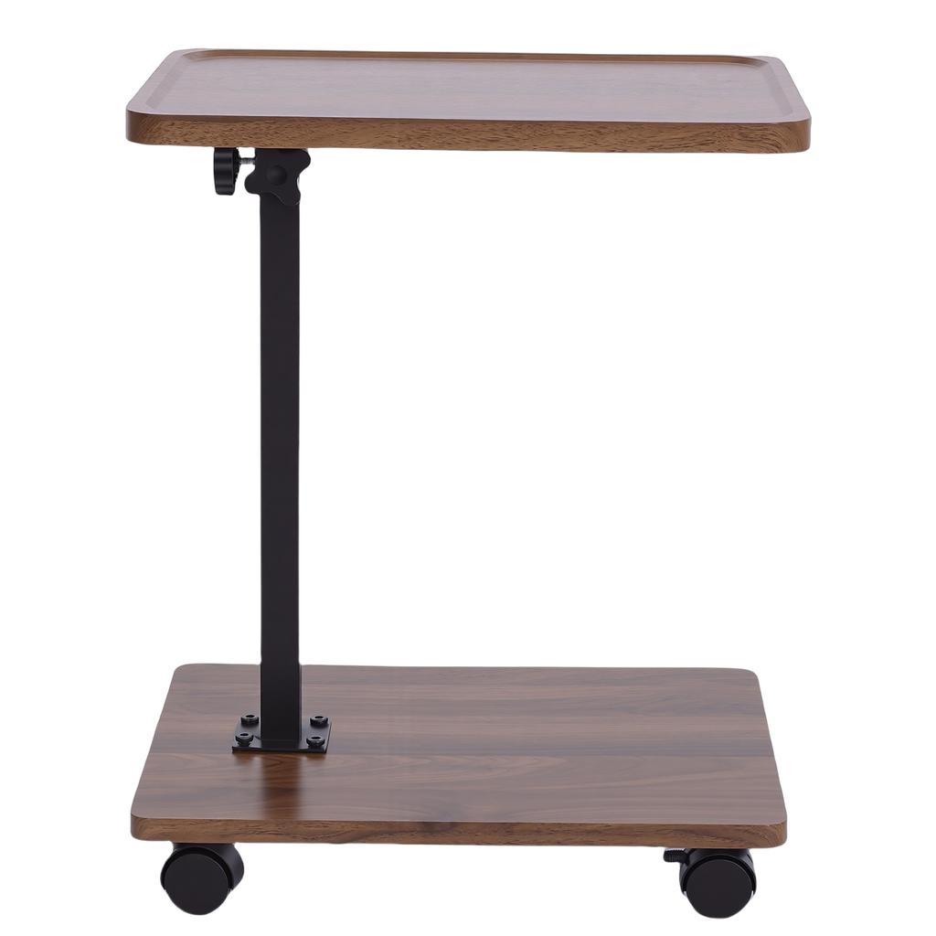 Sofa Side Table Metal Solid Wood Modern Minimalist Rolling Couch End Table Supports Height Adjustment for Laptop