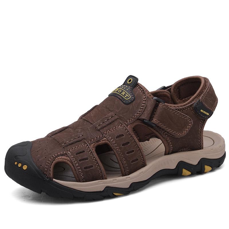 Men s Plus Size Roman Sandals - Cowhide Beach Shoes, Korean Style 38