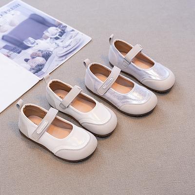 Girls' Small Leather Shoes, Autumn Princess Style Soft-soled Single Shoes, Suitable for Pairing with Skirts In Summer Silver Children's Loafers