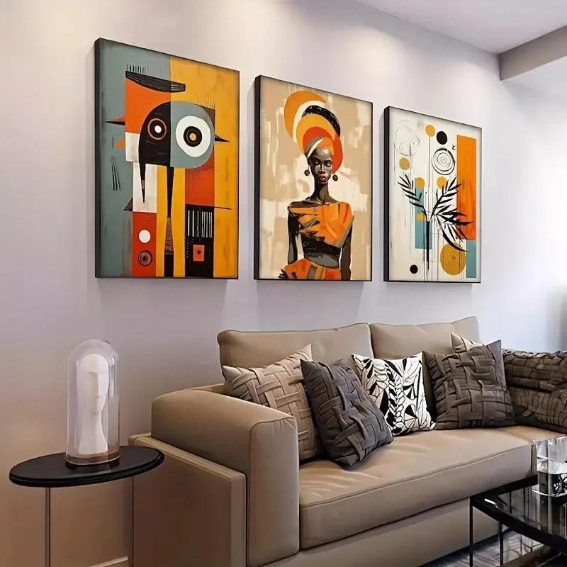 Abstract Ethnic Posters  African Wall Art Set Afro Bohemian Canvas Painting Decor Black Woman Art Bedroom Living Room Decor