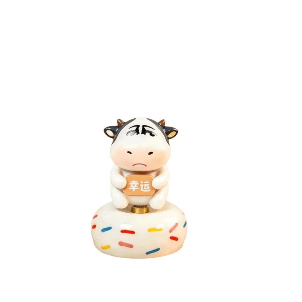 Ugly-cute Cow Doll Aggrieved Car Ornament Ornament Grass Cow Figure  Desktop Style 2