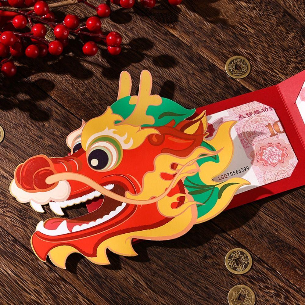 Cute Zodiac Dragon Red Envelope National Style Cartoon Red Bag Folding Red Packet  Festival Gift
