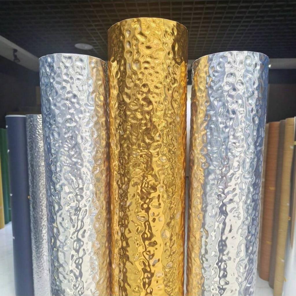 1PC 2m/78.74inch Water Ripple Self-adhesive Wall Sticker with Gold and Silver Lenses for Weddings, Ceilings, Backgrounds, Shops,