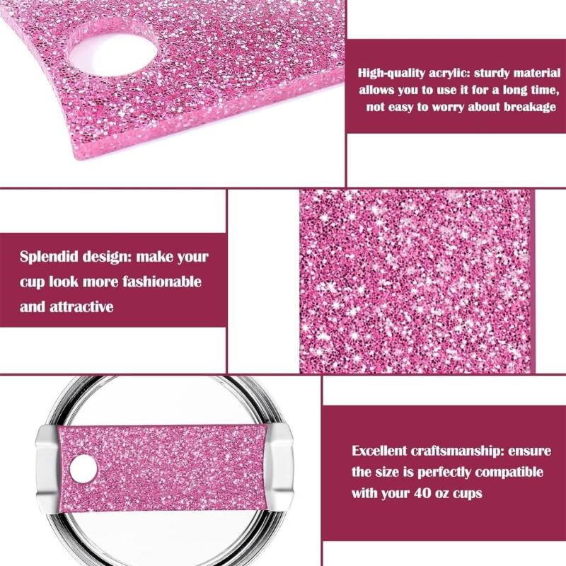 12pcs Acrylic Cup Nameplates Handmade Lid Label for 30/40oz Cups Glitterings Acrylic Name Plate Cards Unique Gift