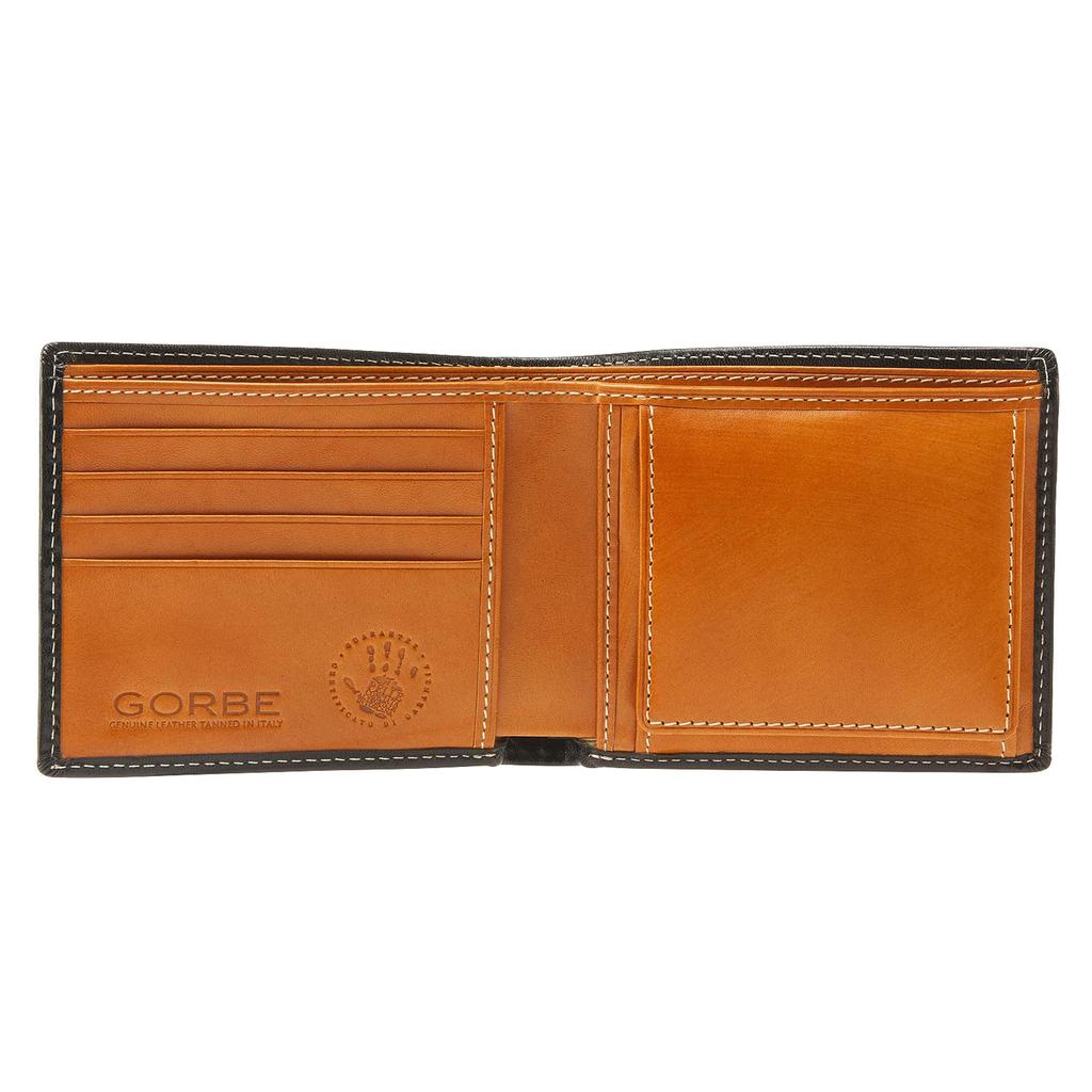 Golbe Italian Leather Smart Bifold Wallet Men's (Black)