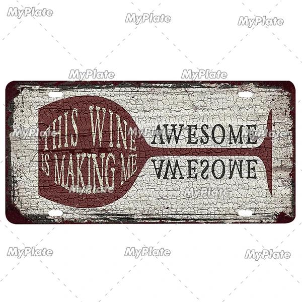 Wein Metallschild Kaffee Blechschild Nummernschild Vintage Dekoration Man Cave Plakette Heim Wanddeko Barschild Poster