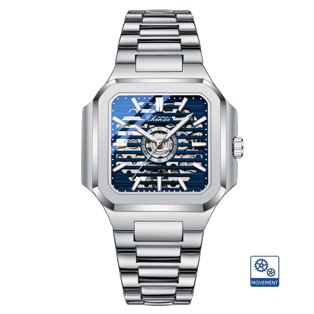 CHENXI High-end Mechanical Watch for Men Square Classic Style Automatic Hollow Mechanical Watch for Gentlemen watches for man