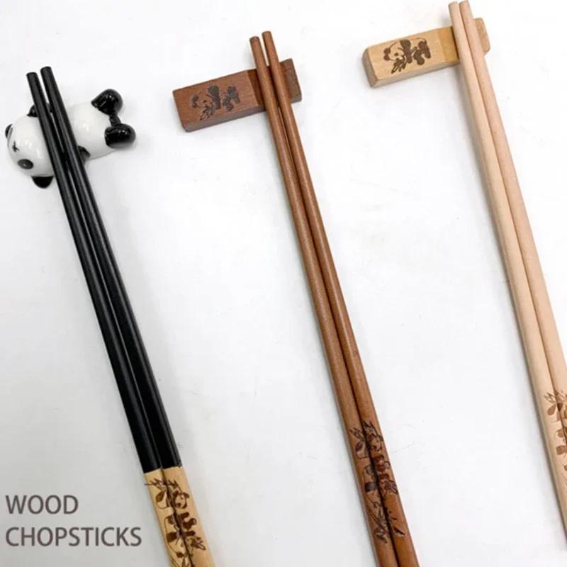 Chinese Chopsticks and Tableware Set Panda Chopsticks Gift Box Set Natural Wooden Chopsticks and Tableware Set