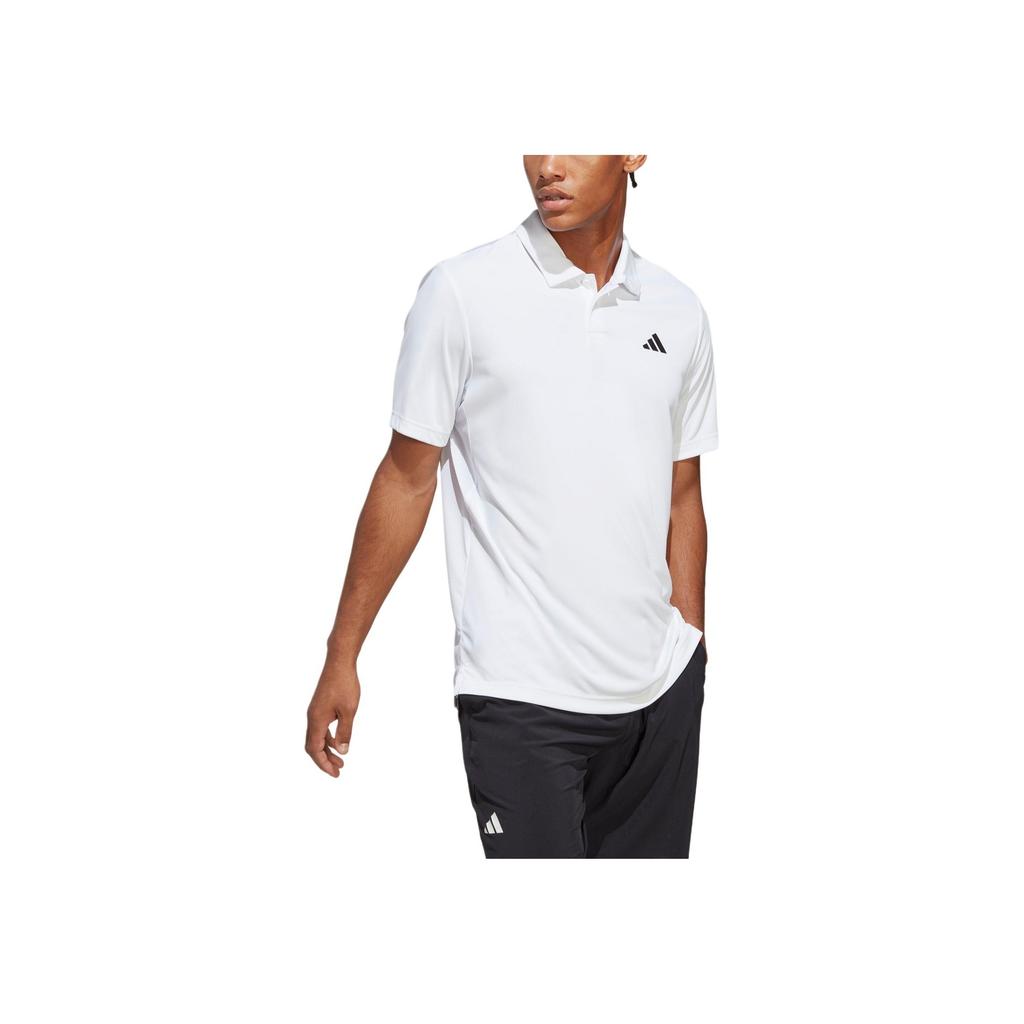 Adidas Logo Print Button-Fit Straight-Cut Short Sleeve Polo Shirt Men Polo Shirts White HS3277