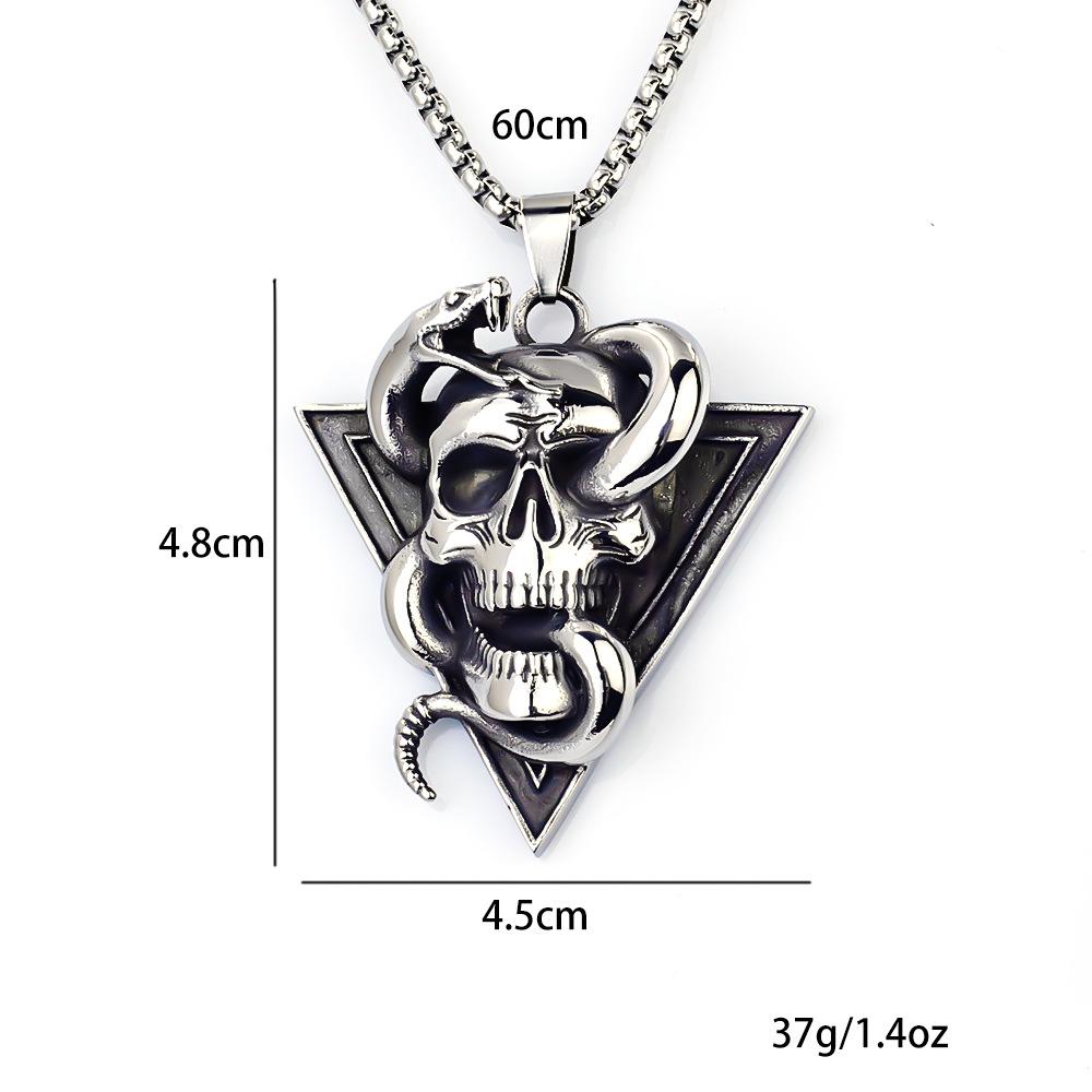 Necklace Retro Snake Skull Men's Pendant