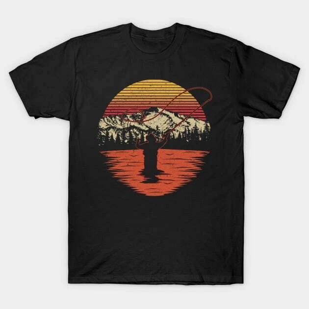 Vintage Fly Fishing Sun Set Made in Australia T-Shirt 2XL