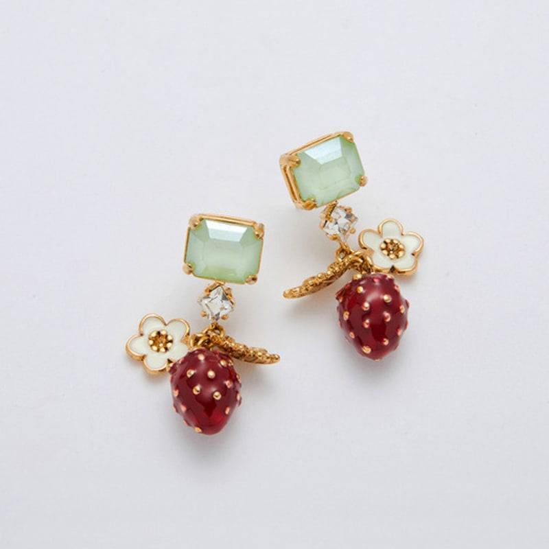 FEVERISH Crystal & Berry Earrings Red