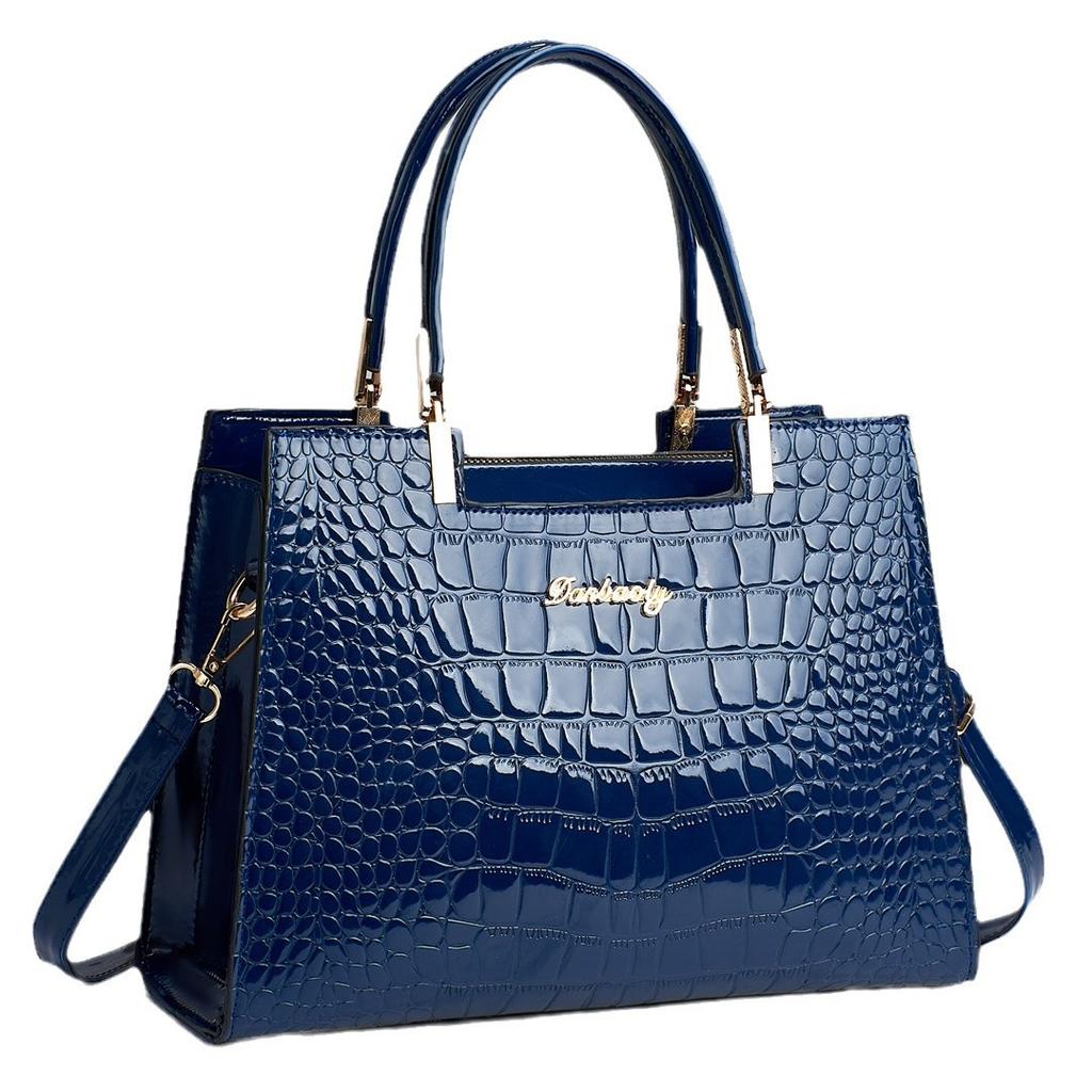 Taizhou Women's Bag with Shiny Leather and Stone Pattern, Elegant and Grand Women's Handbag, Single Shoulder Crossbody Bag, Large Capacity