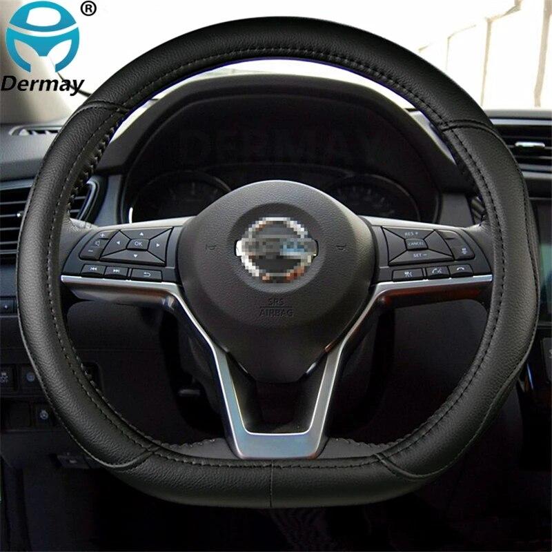 D Shape Car Steering Wheel Cover PU Leather For Nissan Rogue Sport Hybrid 2017 -   Qashqai   Braid Cover