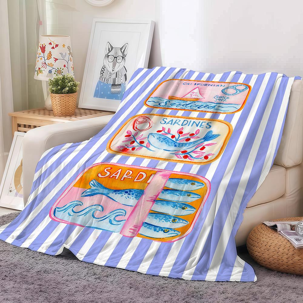 Sardines Fish Art Blanket Warm And Soft Suitable For Bedroom Living Room Sofa Bed Office Travel Camping