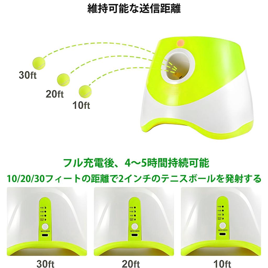 Dog Ball Automatic Ball Launcher Toy for Robo Pitcher with 3 Adjustable Distances and 6 Mini Tennis Plastic Automatic Dog Ball Launcher for Small and
