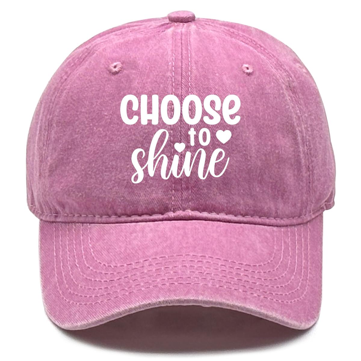 

choose to shine Print Adjustable Baseball Hat, White Text Trucker Hat Inelastic Cozy Breathable Slouchy Snapback Baseball Cap as the picture розовый