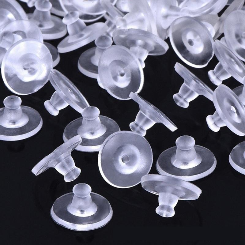 100 Pieces Soft Clear Earring Backings Silicone Rubber Safety Back Pads Backstops Replacement for Earring Studs Hoop DIY