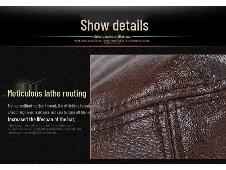 Korean Style Genuine Leather Duckbill Cap for Men & Women - Autumn/Winter Flat Top Military Biker Cap