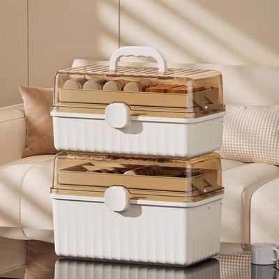 3-Tier Medicine Storage Box Large Capacity Medicine Organizer with Transparent Lid Handle Plastic Empty First Aid Box for Home Office Travel