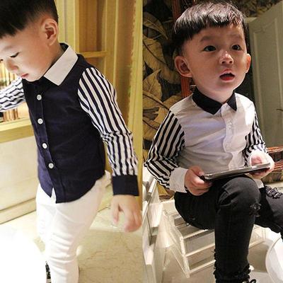 2024 Korean Trendy Spring & Autumn Boys' Long-Sleeve Shirts, Ages 2-6