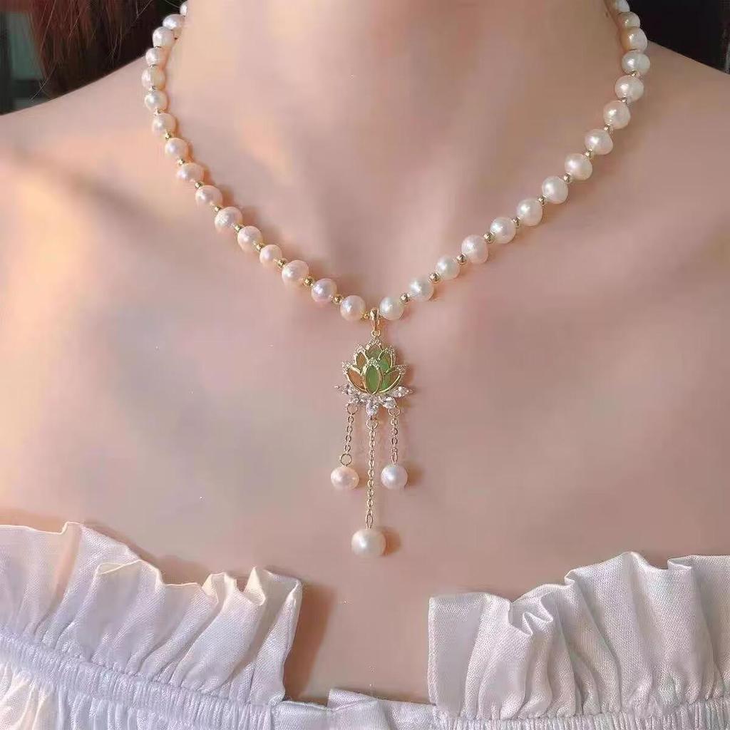 One Deer Pearl Luxus Damen Halskette - Stilvoller Choker Schlüsselbeinkette