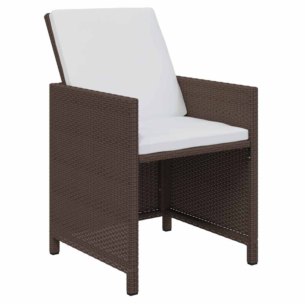 17 piece brown polyrattan garden dining set with cushions