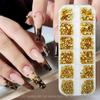 Gold & Silver Half Pearl Nail Art Decorations Set - 12 Mixed Size Grids