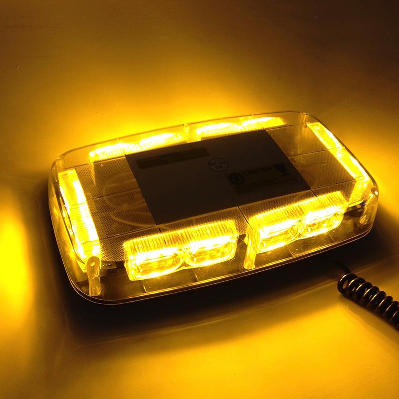 Ceiling-Mounted High Brightness Red & Blue Strobe Warning Light, Magnetic, 12V, 36 LEDs, Short Row for Cars