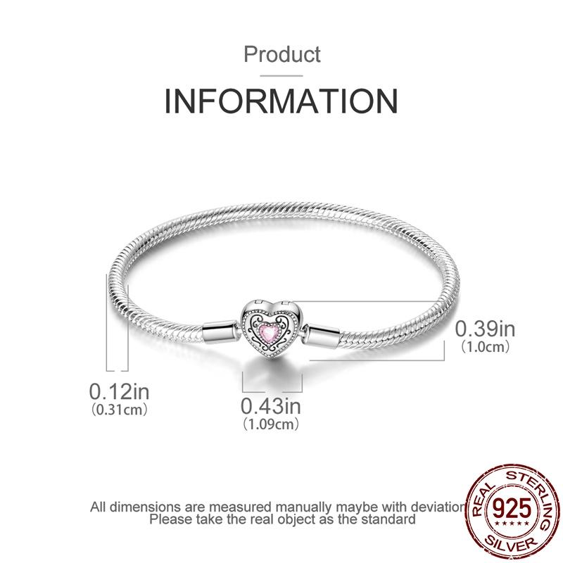 S925 Silver Vintage Heart Snake Bone Bracelet Fit Original Design Charms DIY Jewelry Bracelet For Women Fine Gift